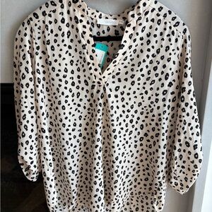 Lush Cream Relaxed Blouse with Mandarin Collar